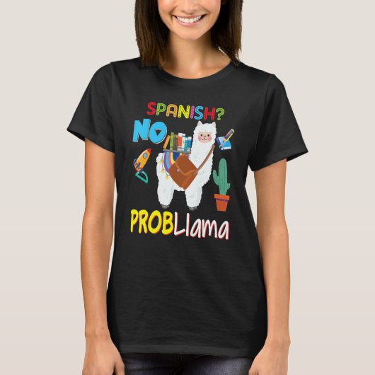 Spaans Geen Probllama Probleem Llama Kind Student T-shirt (Voorkant)