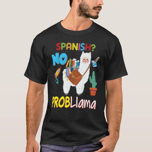 Spaans Geen Probllama Probleem Llama Kind Student T-shirt (Voorkant)