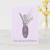 Spaans Gelukkige Moederdag Paarse Rose Boeket Kaart (Gele Bloem)