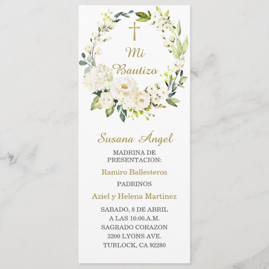 Spaans gepersonaliseerd baptism Prayer Kaart (Voorkant)