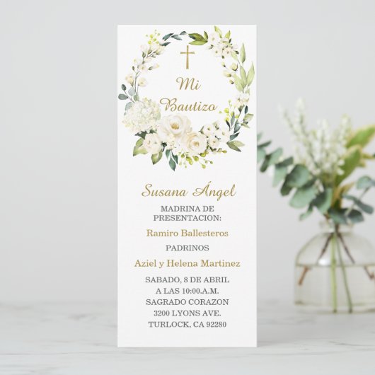 Spaans gepersonaliseerd baptism Prayer Kaart (Staand voorkant)