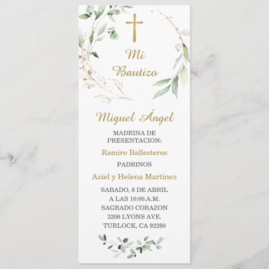 Spaans gepersonaliseerd baptism Prayer Kaart (Voorkant)