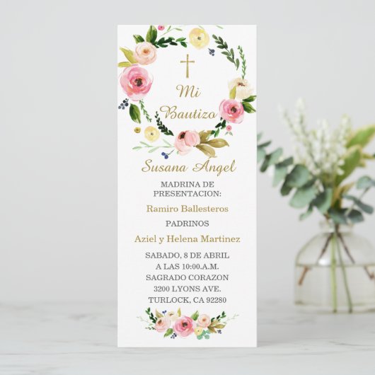 Spaans gepersonaliseerd baptism Prayer Kaart (Staand voorkant)