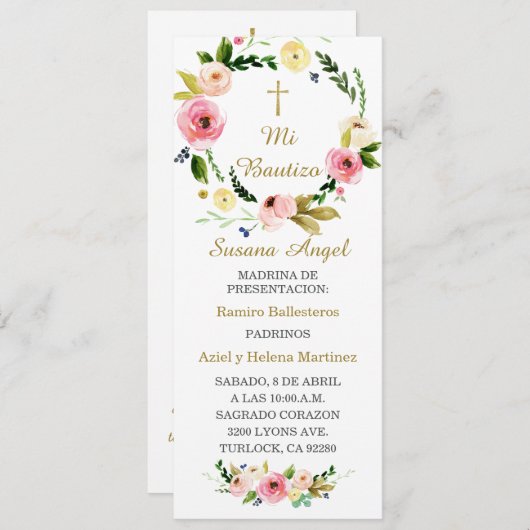 Spaans gepersonaliseerd baptism Prayer Kaart (Voorkant / Achterkant)