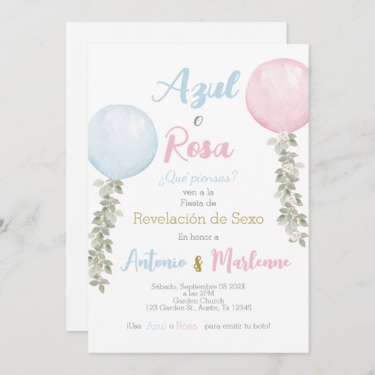 Spaans Geslacht onthullen Kaart (Voorkant / Achterkant)