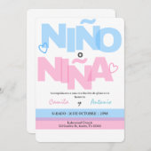 Spaans Geslacht Onthulling Uitnodiging Boho Roze o (Voorkant / Achterkant)