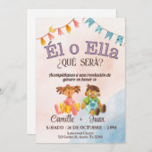 Spaans Geslacht Onthulling Uitnodiging jongen of m (Voorkant / Achterkant)