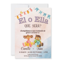 Spaans Geslacht Onthulling Uitnodiging jongen of m