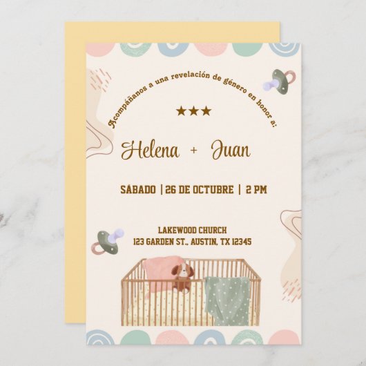 Spaans Geslacht Onthulling Uitnodiging Niña o Niño (Voorkant / Achterkant)