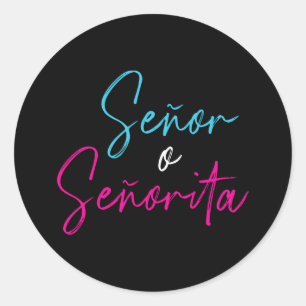 Spaans geslacht onthult señor señorita mexican b ronde sticker