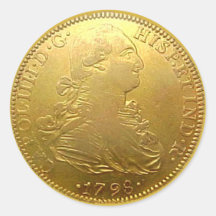 Spaans Goud Doubloon Ronde Sticker