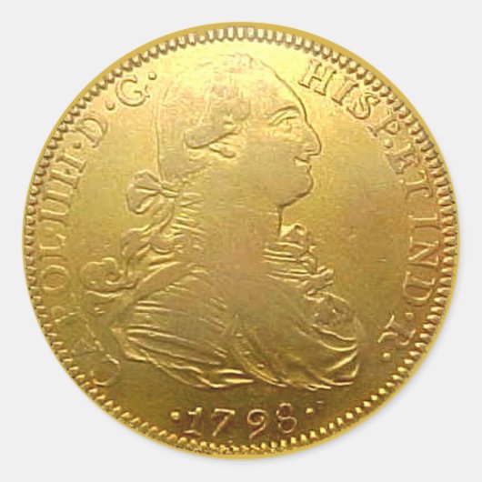 Spaans Goud Doubloon Ronde Sticker (Voorkant)