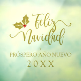 Spaans Goud Feliz Navidad Fantasievolle Typografie Raamsticker