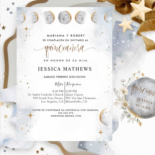 Spaans, goud, witte zilver, Keltisch Quinceañera Kaart