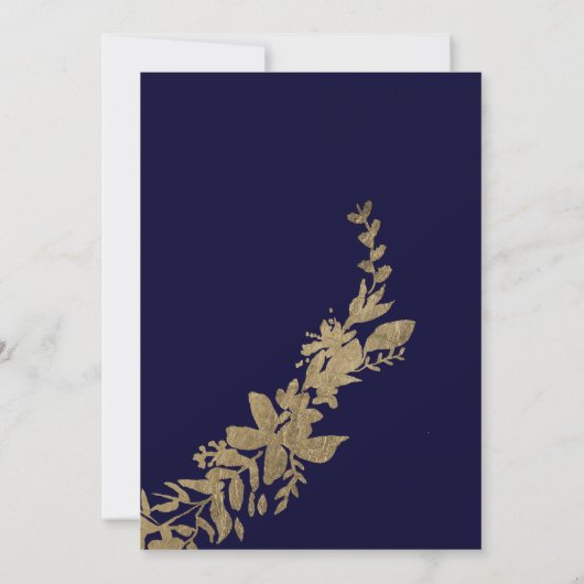 Spaans Gouden blad bloemenmarine blauw chique brui Kaart (Achterkant)