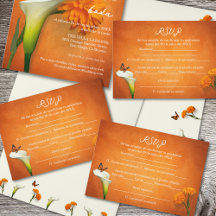 Spaans, goudsbloemen Mexicaanse bruiloft RSVP Kaar