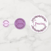 Spaans Gracias Typografie Chic Paarse Bladkrans Confetti (Achterkanten)