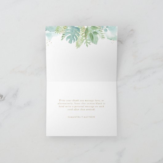 Spaans, Greenery Blue Green Waterverf Folded Bedankkaart (Binnen)