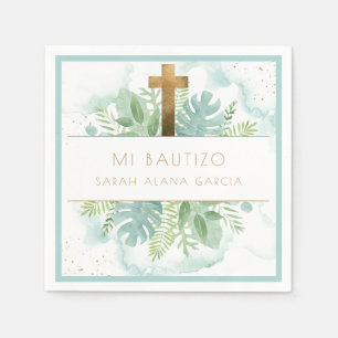 Spaans, Greenery Boy/Girl Baptism Blue Mint Servet