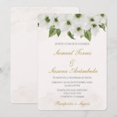 Spaans groen beige bruiloft uitnodiging (Voorkant / Achterkant)