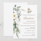 Spaans groen bloemendoop kaart (Voorkant / Achterkant)