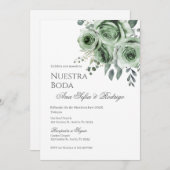 Spaans groen bloemenhuwelijk kaart (Voorkant / Achterkant)