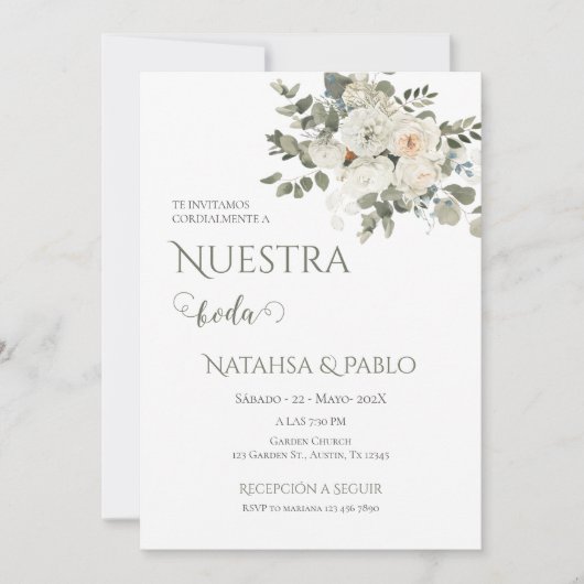 Spaans groen bruiloft kaart (Voorkant)