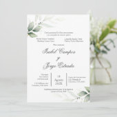 Spaans groen bruiloft uitnodiging (Staand voorkant)