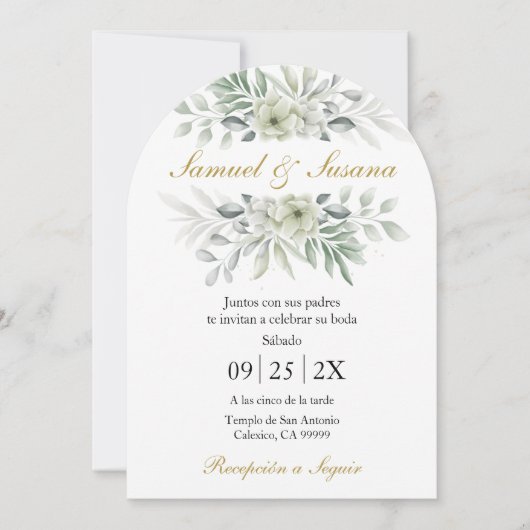 Spaans groen bruiloft uitnodiging (Voorkant)