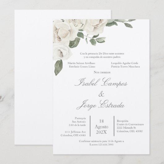 Spaans groen bruiloft uitnodiging (Voorkant / Achterkant)