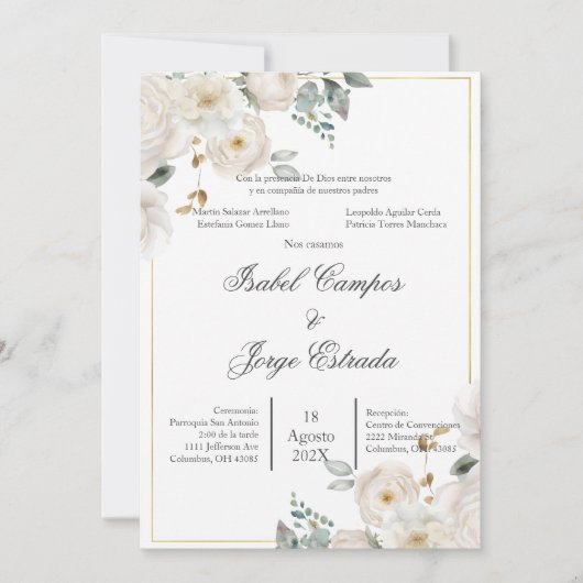 Spaans groen bruiloft uitnodiging (Voorkant)