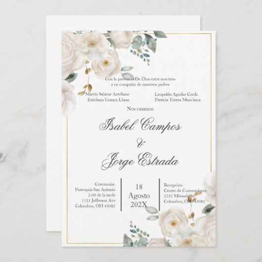 Spaans groen bruiloft uitnodiging (Voorkant / Achterkant)