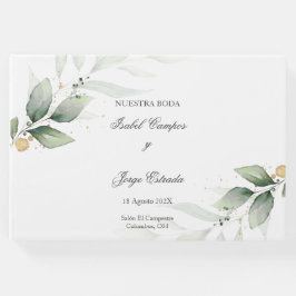 Spaans groen bruiloft uitnodiging gastenboek