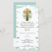 Spaans, Groen Eerste Communie Bladwijzer Favor Bedankkaart (Voorkant / Achterkant)