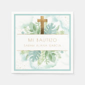 Spaans, groen jongen/meisje doop blauwe munt servet (Voorkant)