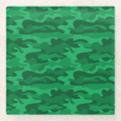 Spaans Groen Monocolor Camo Bar - sleutel Glazen Onderzetter (Voorkant)