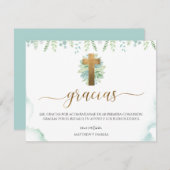 Spaans, groen religieus evenement dank u bedankkaart (Voorkant / Achterkant)