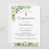 Spaans, groen wit geel bloemen bevestiging kaart (Voorkant)