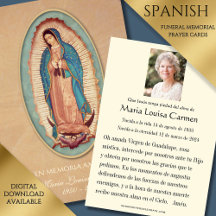 Spaans Guadalupe Foto Begrafenisgebed Heilige Kaar