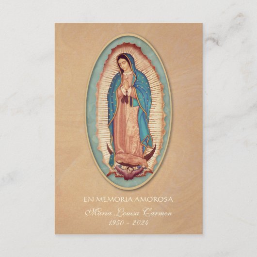 Spaans Guadalupe Foto Begrafenisgebed Heilige Kaar Aankondiging (Voorkant)