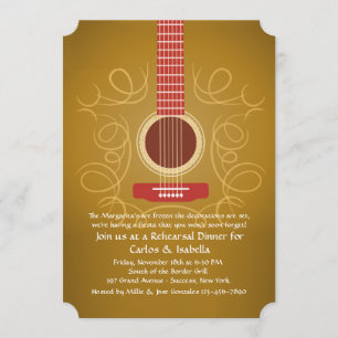 Spaans Guitar Rehearsal Dinner Invitation Kaart