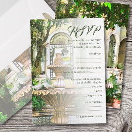 Spaans, Hacienda en witte duiven Mexicaanse bruilo RSVP Kaartje