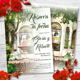 Spaans, Hacienda Mexicaanse Bruiloft Save The Date Kaart