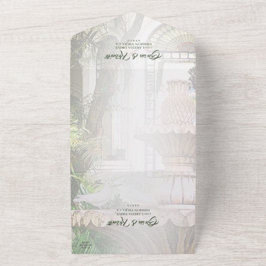 Spaans, hacienda & witte duiven Mexicaanse bruilof All In One Uitnodiging (Buitenkant)