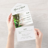 Spaans, hacienda & witte duiven Mexicaanse bruilof All In One Uitnodiging (Afscheurbaar)