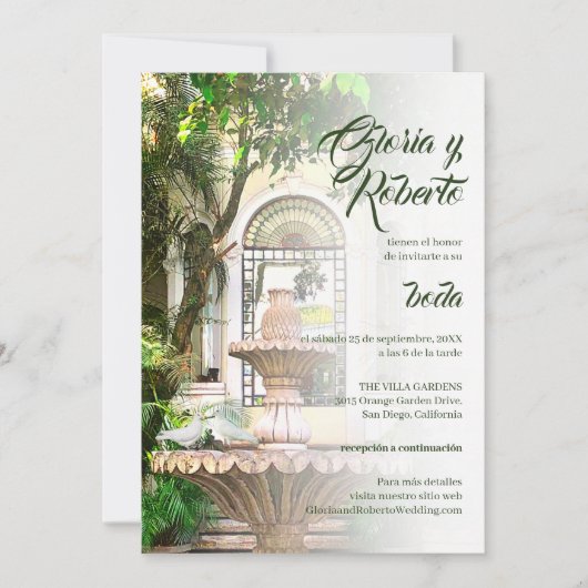 Spaans, hacienda & witte duiven Mexicaanse bruilof Kaart (Voorkant)