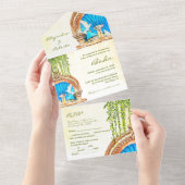 Spaans handgeschilderd Waterverf Old Mexico bruilo All In One Uitnodiging (Afscheurbaar)