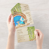 Spaans handgeschilderd Waterverf Old Mexico bruilo All In One Uitnodiging (Afscheurbaar)