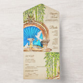 Spaans handgeschilderd Waterverf Old Mexico bruilo All In One Uitnodiging (Binnen)