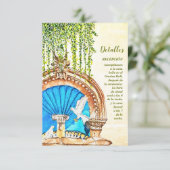 Spaans, handgeschilderde Waterverf bruiloft detail Informatiekaartje (Staand voorkant)
